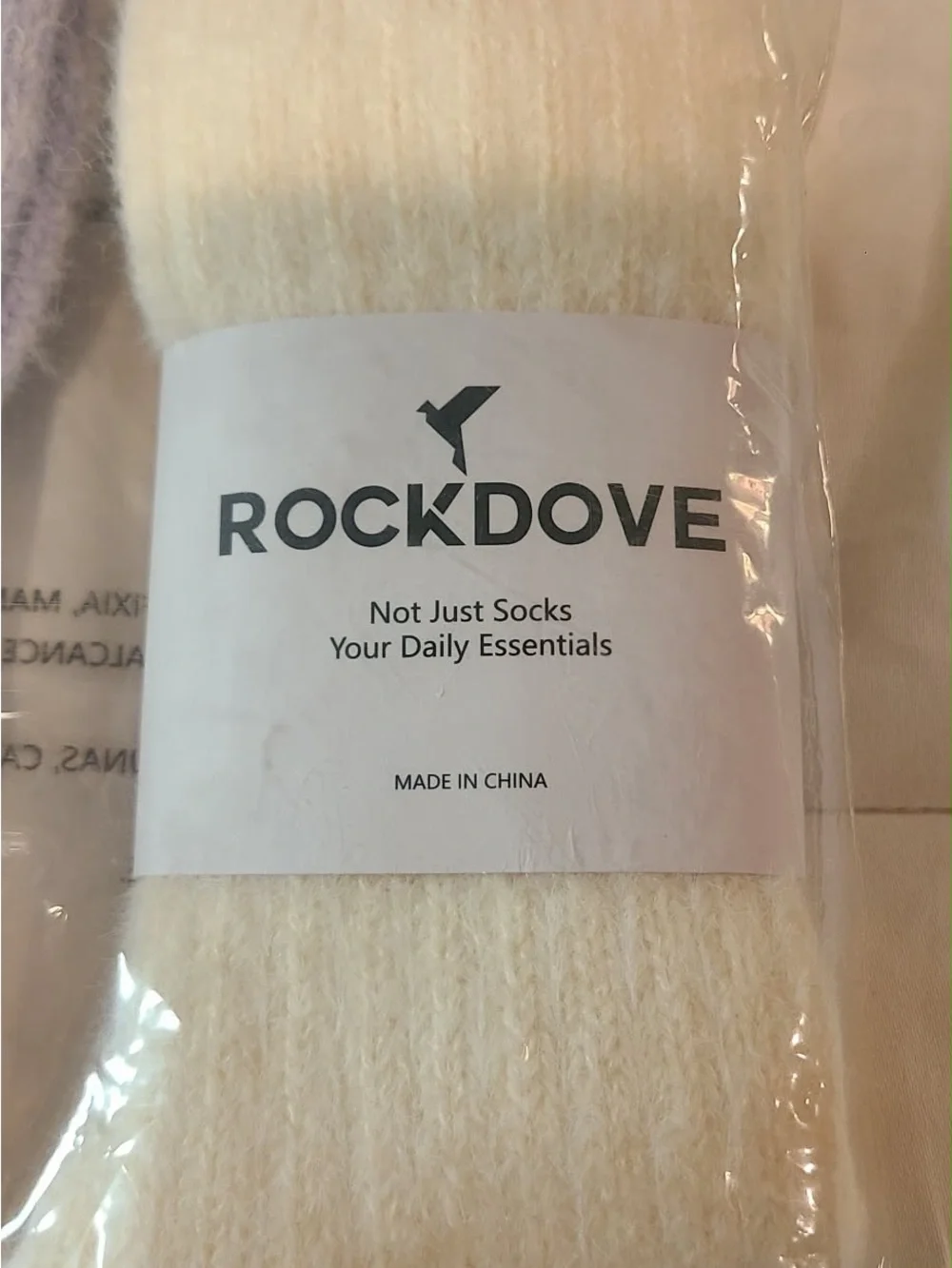 3-Pack Ribbed Cozy Knit Cotton Wool BlendCrew Socks in Lilac, Cream & Light Gray